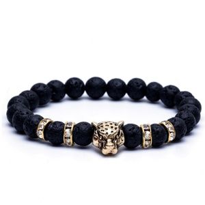 Organic®️ Lava Stone Gold Jaguar Bracelet